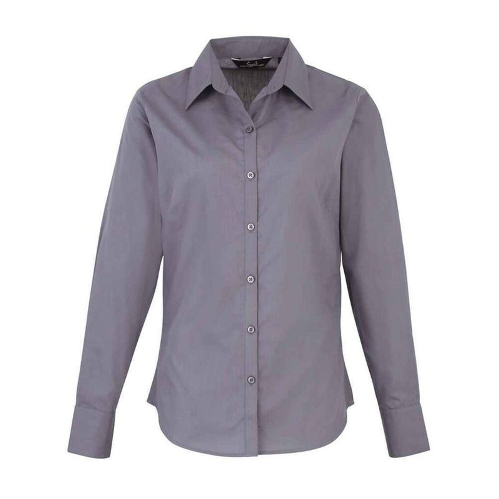 Premier Womens/Ladies Long-Sleeved Shirt / Steel